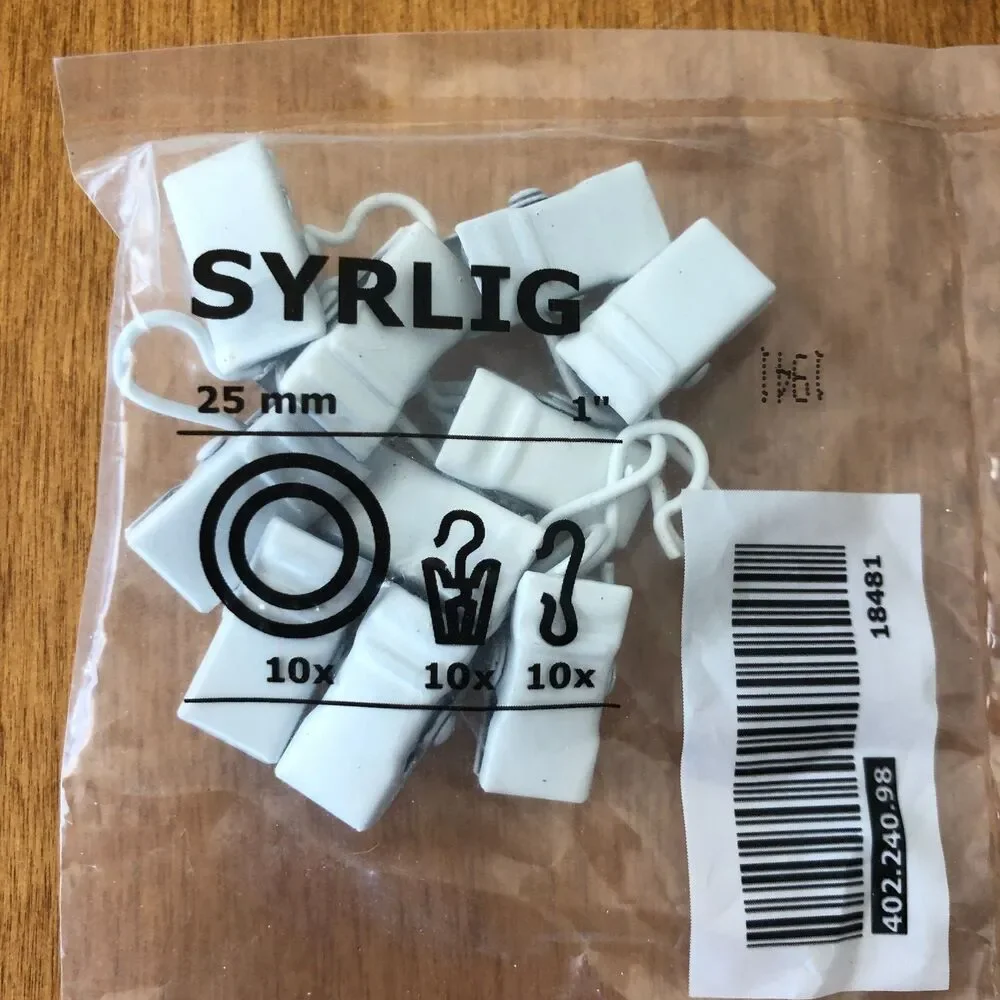 Ikea SYRLIG Curtain Ring Set 10-pack w/ Hooks & Clips 1